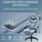 Chaise de jeu massante Hoffree en tissu respirant Chaise de bureau PC ergonomique avec repose-pieds et réglable