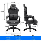 Chaise de jeu massante Hoffree en tissu respirant Chaise de bureau PC ergonomique avec repose-pieds et réglable