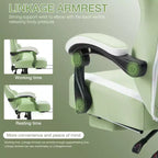 Chaise de jeu massante Hoffree en tissu respirant Chaise de bureau PC ergonomique avec repose-pieds et réglable