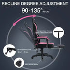 Chaise de jeu massante Hoffree en tissu respirant Chaise de bureau PC ergonomique avec repose-pieds et réglable