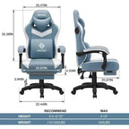 Hoffree Chaise de massage de jeu en tissu respirant Chaise de bureau PC ergonomique avec haut-parleur Bluetooth et repose-pieds
