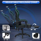 Fauteuil de bureau gaming en cuir Hoffree avec massage, ergonomique, et haut-parleur Bluetooth et repose-pieds