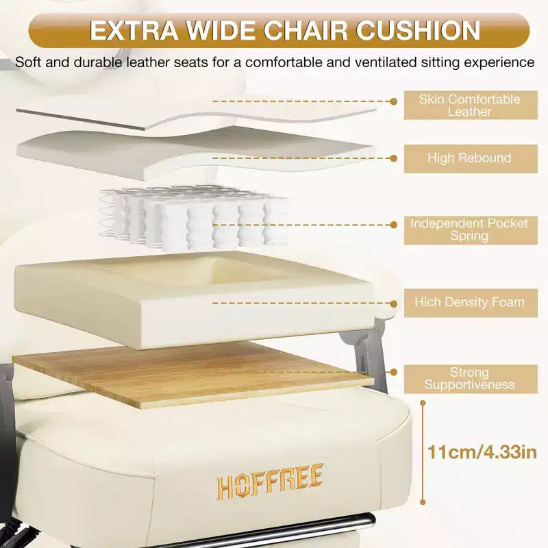 Fauteuil de bureau gaming en cuir Hoffree avec massage, ergonomique, et haut-parleur Bluetooth et repose-pieds