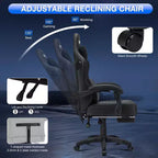 Fauteuil de bureau gaming en cuir Hoffree avec massage, ergonomique, et haut-parleur Bluetooth et repose-pieds