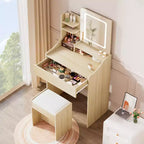 Coiffeuse avec miroir carré et éclairage - Petite table de maquillage avec chaises