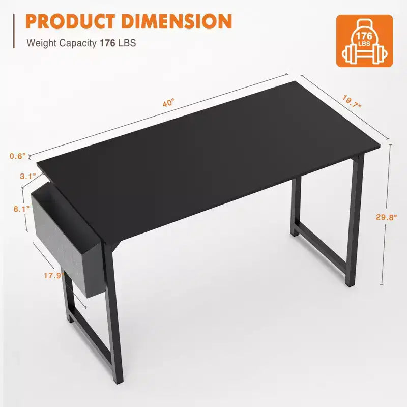 Bureau de jeu d'ordinateur de 40 pouces avec rangement, table PC de style simple et moderne pour bureau à domicile, pour jeunes étudiants adultes