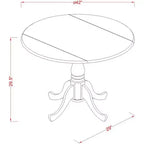 Ensemble table de salle à manger ronde à rallonges HomeStock avec 2 chaises finition chêne
