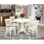 HomeStock Anva5 Round Dining Set Modern Linen White