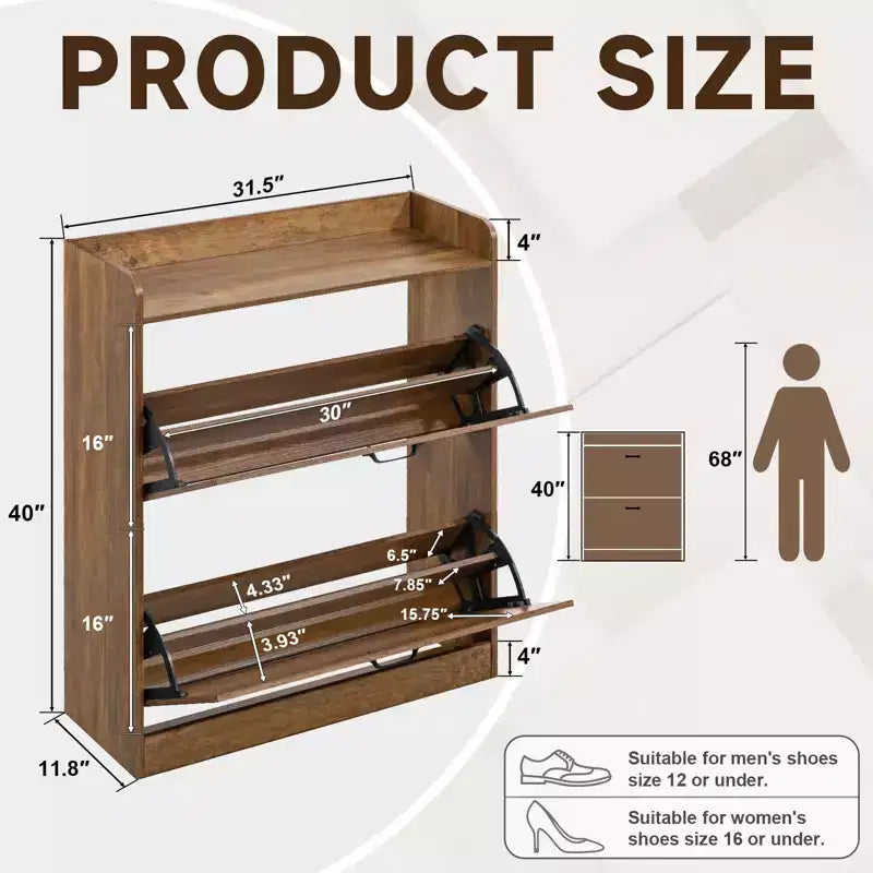 Meuble à chaussures de ferme GARPROVM avec 2 portes basculantes et étagères amovibles, pour entrée