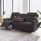 Mjkone Canapé Inclinable 3 Places, Canapé Réglable de Salon avec Dossier Central Rabattable, Fauteuil de Cinéma Maison
