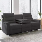 Mjkone Canapé Inclinable 3 Places, Canapé Réglable de Salon avec Dossier Central Rabattable, Fauteuil de Cinéma Maison