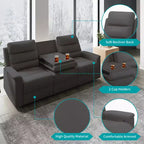 Mjkone Canapé Inclinable 3 Places, Canapé Réglable de Salon avec Dossier Central Rabattable, Fauteuil de Cinéma Maison
