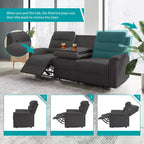 Mjkone Canapé Inclinable 3 Places, Canapé Réglable de Salon avec Dossier Central Rabattable, Fauteuil de Cinéma Maison