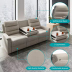 Mjkone Canapé Inclinable 3 Places, Canapé Réglable de Salon avec Dossier Central Rabattable, Fauteuil de Cinéma Maison