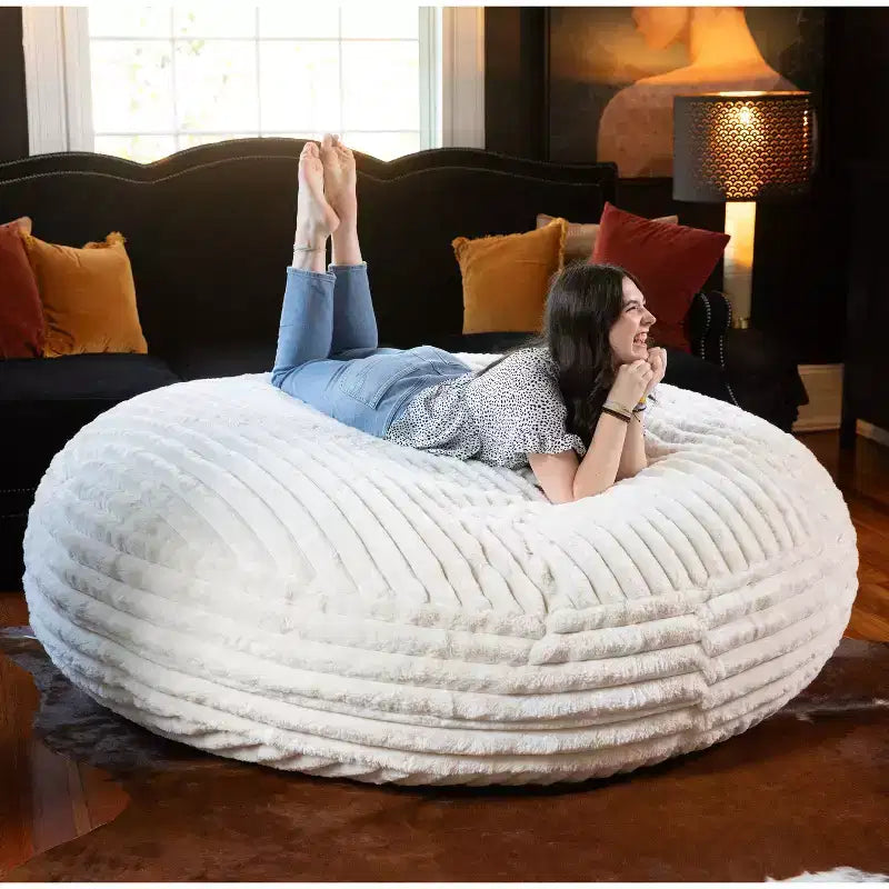Jaxx Cocoon 1,8 m – Grand pouf pour adultes, fausse fourrure de luxe de qualité supérieure