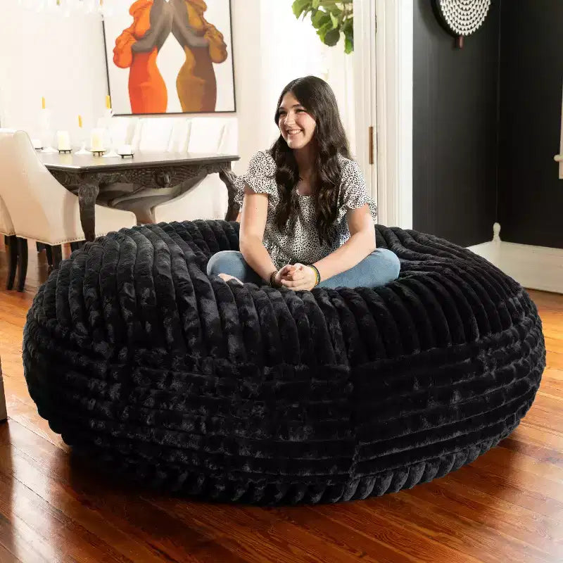 Jaxx Cocoon 1,8 m – Grand pouf pour adultes, fausse fourrure de luxe de qualité supérieure
