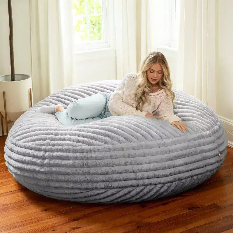 Jaxx Cocoon 1,8 m – Grand pouf pour adultes, fausse fourrure de luxe de qualité supérieure