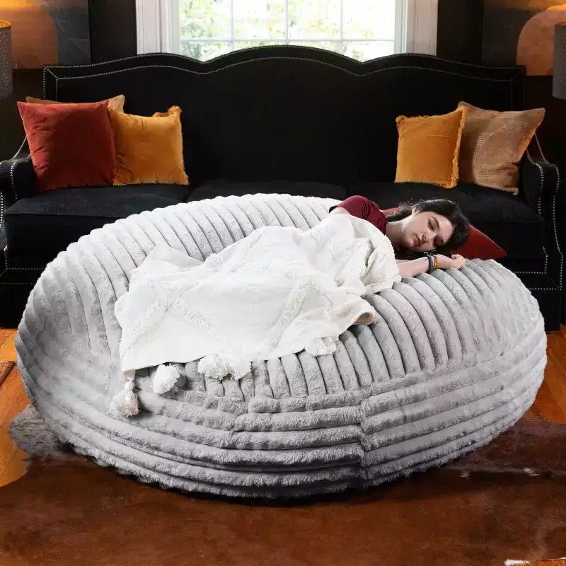 Jaxx Cocoon 1,8 m – Grand pouf pour adultes, fausse fourrure de luxe de qualité supérieure