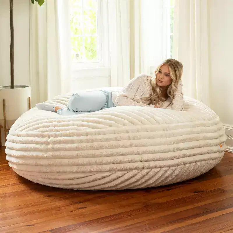 Jaxx Cocoon 1,8 m – Grand pouf pour adultes, fausse fourrure de luxe de qualité supérieure