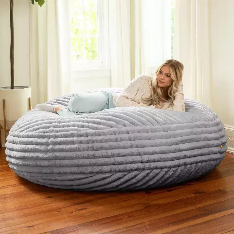 Jaxx Cocoon 1,8 m – Grand pouf pour adultes, fausse fourrure de luxe de qualité supérieure