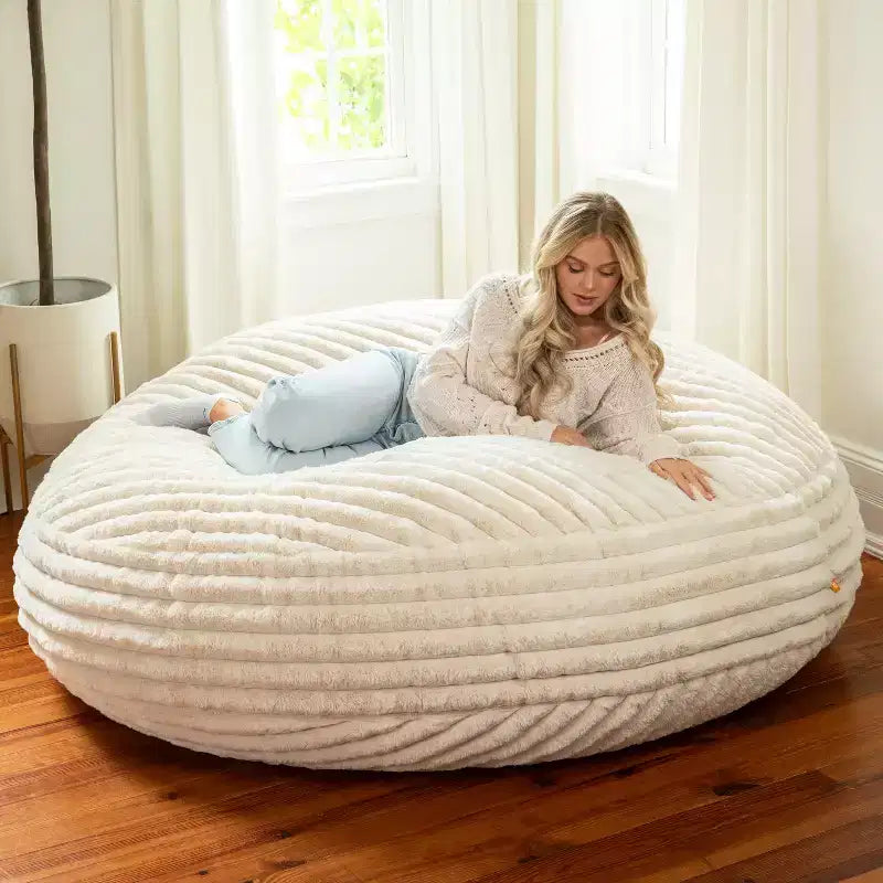 Jaxx Cocoon 1,8 m – Grand pouf pour adultes, fausse fourrure de luxe de qualité supérieure