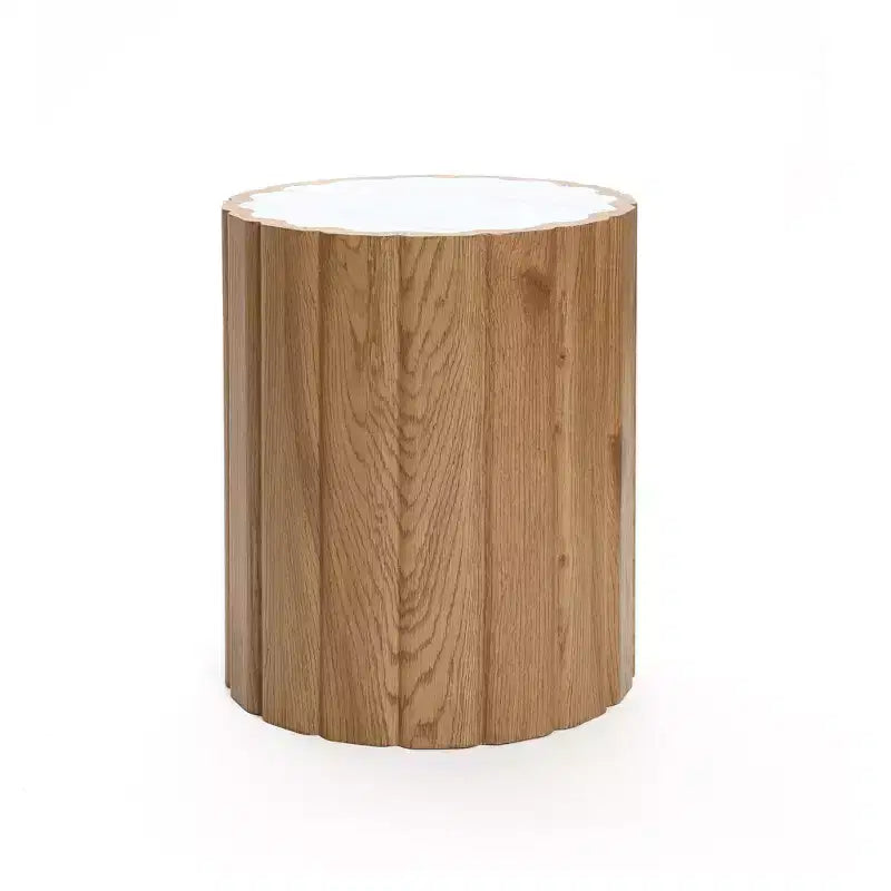 LuxenHome 18.9 Round Side Table, Accent End Table with Faux Marble Top, Small Side Table for Living Room, Bedroom, Couch Brown