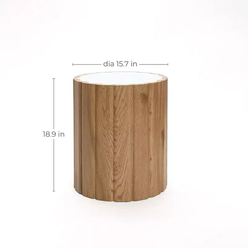 LuxenHome Table d'appoint ronde de 48 cm, Table d'appoint avec plateau en faux marbre, Petite table d'appoint pour salon, chambre à coucher, canapé Marron