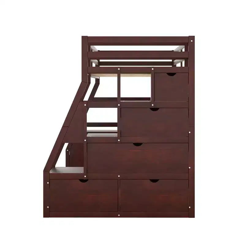 Lit mezzanine Whisen 94.7L x 56.8W design unique, taille double, avec 7 tiroirs, 2 étagères et un bureau, couchage confortable