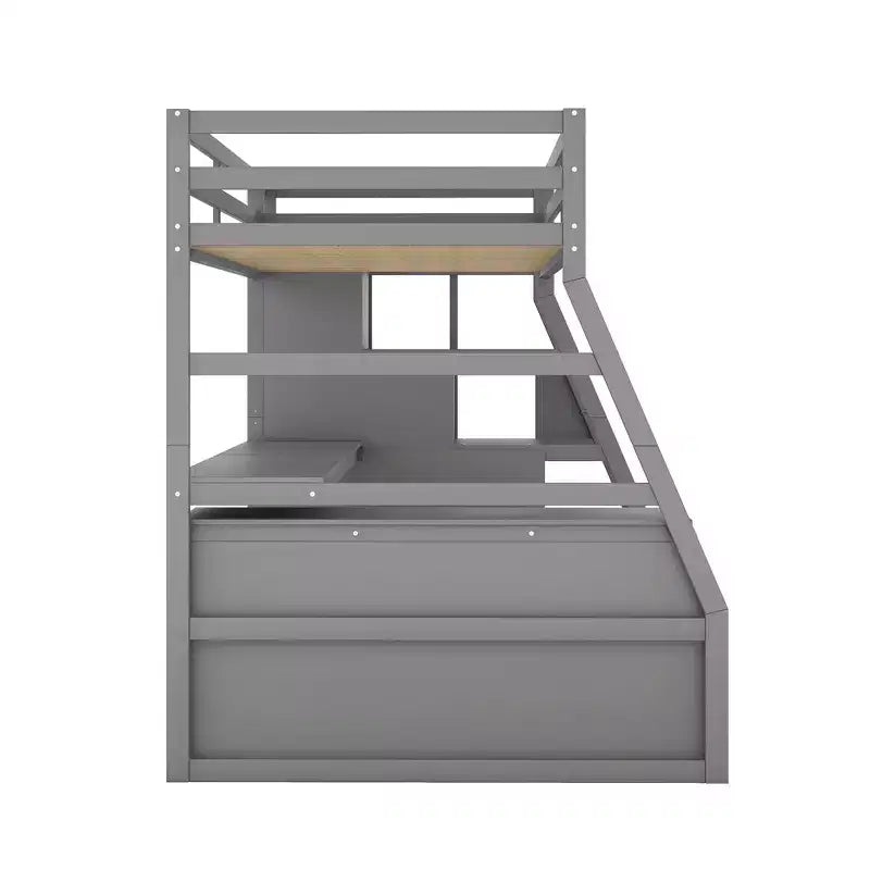 Lit mezzanine Whisen 94.7L x 56.8W design unique, taille double, avec 7 tiroirs, 2 étagères et un bureau, couchage confortable