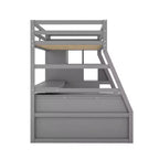 Lit mezzanine Whisen 94.7L x 56.8W design unique, taille double, avec 7 tiroirs, 2 étagères et un bureau, couchage confortable