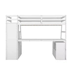 Lit mezzanine Whisen 94.7L x 56.8W design unique, taille double, avec 7 tiroirs, 2 étagères et un bureau, couchage confortable