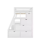Lit mezzanine Whisen 94.7L x 56.8W design unique, taille double, avec 7 tiroirs, 2 étagères et un bureau, couchage confortable