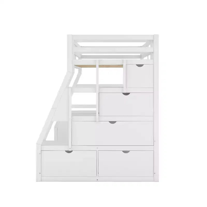 Lit mezzanine Whisen 94.7L x 56.8W design unique, taille double, avec 7 tiroirs, 2 étagères et un bureau, couchage confortable