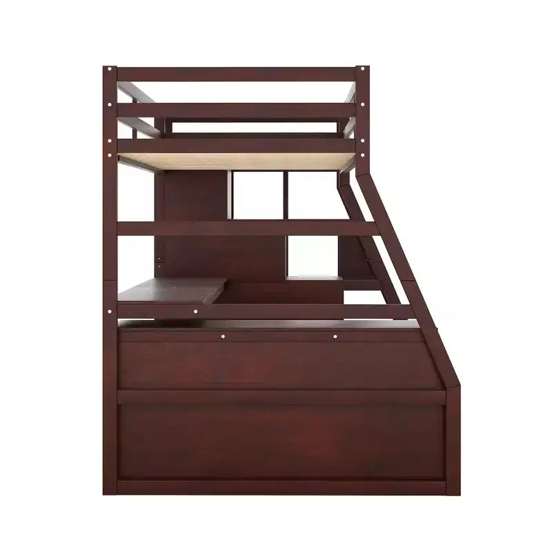 Lit mezzanine Whisen 94.7L x 56.8W design unique, taille double, avec 7 tiroirs, 2 étagères et un bureau, couchage confortable