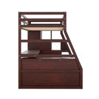 Lit mezzanine Whisen 94.7L x 56.8W design unique, taille double, avec 7 tiroirs, 2 étagères et un bureau, couchage confortable