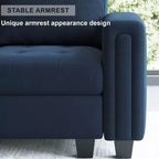 Canapé d'angle modulable Belffin en velours capitonné en forme de L avec pouf de rangement Canapé sectionnel avec méridiennes réversibles