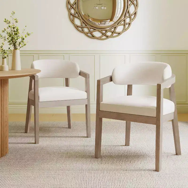 Christopher Knight Home Darien - Chaises de salle à manger rembourrées en bois d'hévéa (Lot de 2)