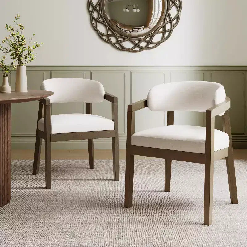 Christopher Knight Home Darien - Chaises de salle à manger rembourrées en bois d'hévéa (Lot de 2)