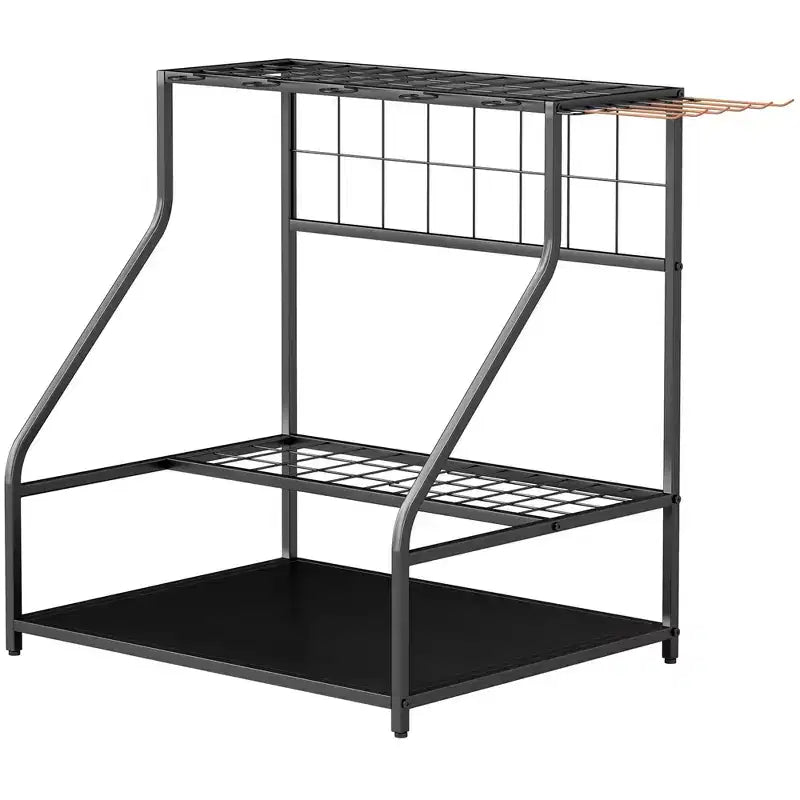 Outsunny Organisateur d'outils de jardin pour garage, étagère de rangement d'outils de jardin à 3 niveaux avec crochets