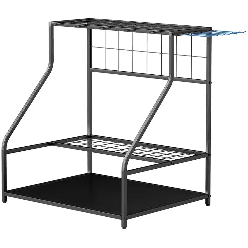 Outsunny Organisateur d'outils de jardin pour garage, étagère de rangement d'outils de jardin à 3 niveaux avec crochets