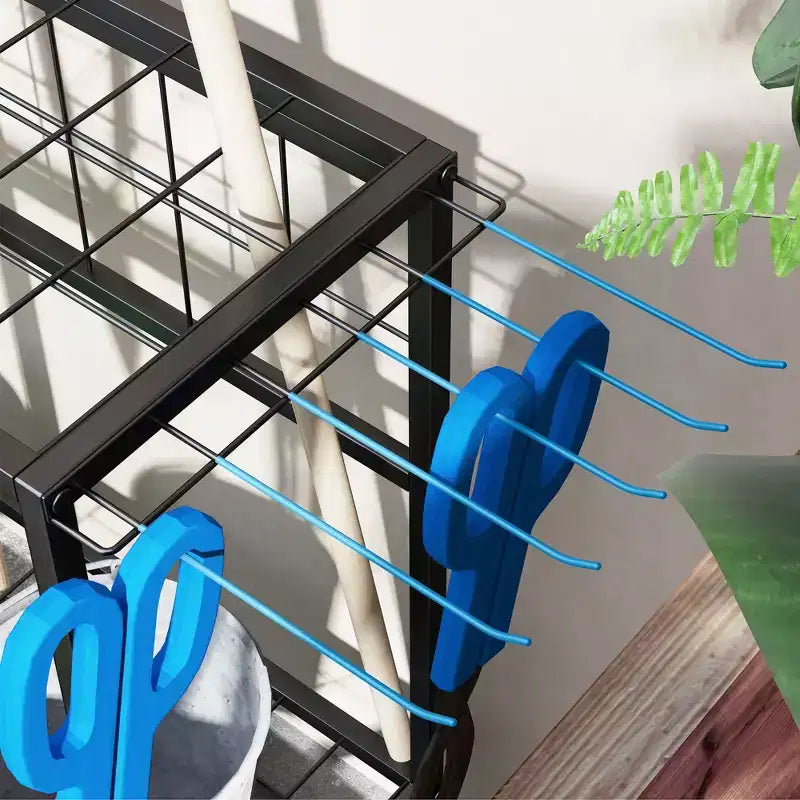Outsunny Organisateur d'outils de jardin pour garage, étagère de rangement d'outils de jardin à 3 niveaux avec crochets