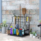 Outsunny Organisateur d'outils de jardin pour garage, étagère de rangement d'outils de jardin à 3 niveaux avec crochets