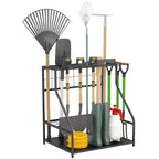 Outsunny Organisateur d'outils de jardin pour garage, étagère de rangement d'outils de jardin à 3 niveaux avec crochets