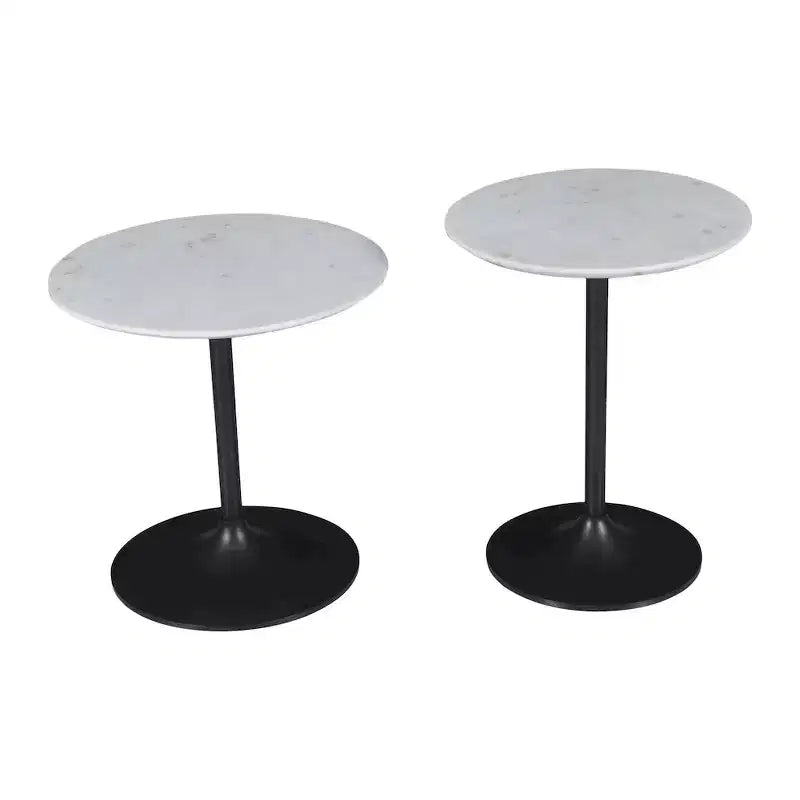 Jofran,Camille Solid Marble and Iron Modern Luxury Accent Tables (Set of 2)- White Color