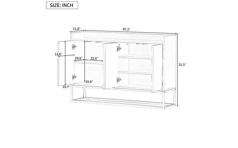 Buffet moderne Whisen, élégant meuble de rangement avec grand espace de rangement pour salle à manger, entrée