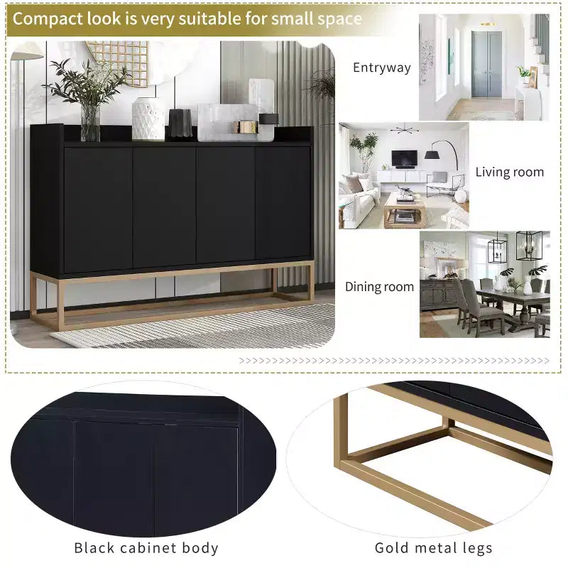 Buffet moderne Whisen, élégant meuble de rangement avec grand espace de rangement pour salle à manger, entrée