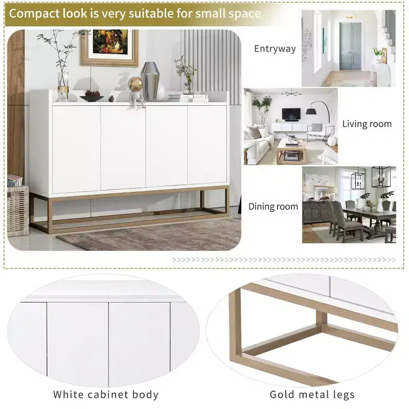 Buffet moderne Whisen, élégant meuble de rangement avec grand espace de rangement pour salle à manger, entrée