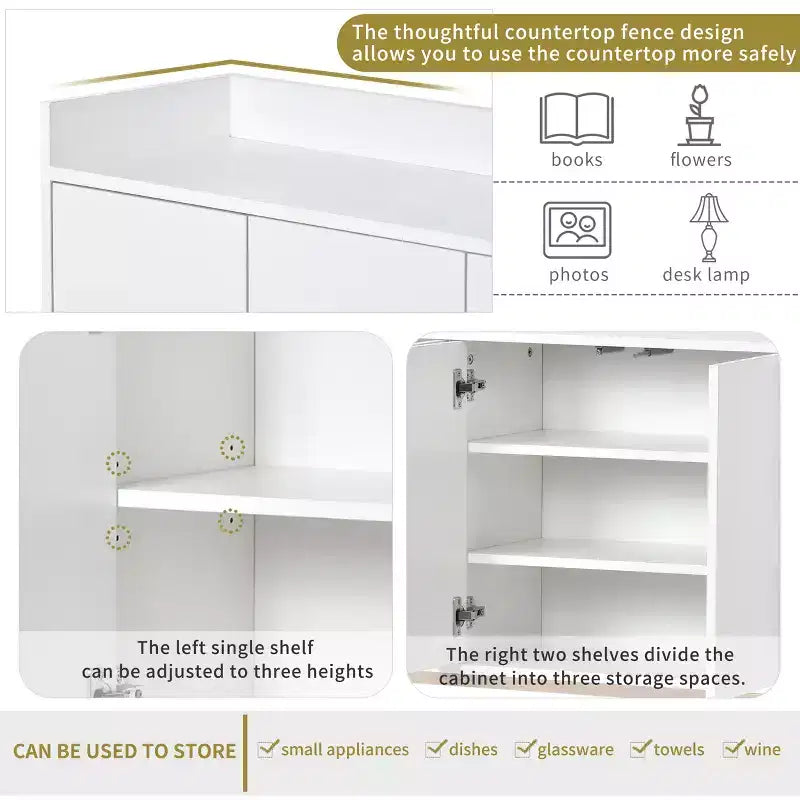 Buffet moderne Whisen, élégant meuble de rangement avec grand espace de rangement pour salle à manger, entrée