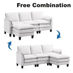 HYLEORY Canapé d'angle moderne en lin flanelle de 192 cm de large avec pouf pour salon