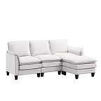 HYLEORY Canapé d'angle moderne en lin flanelle de 192 cm de large avec pouf pour salon